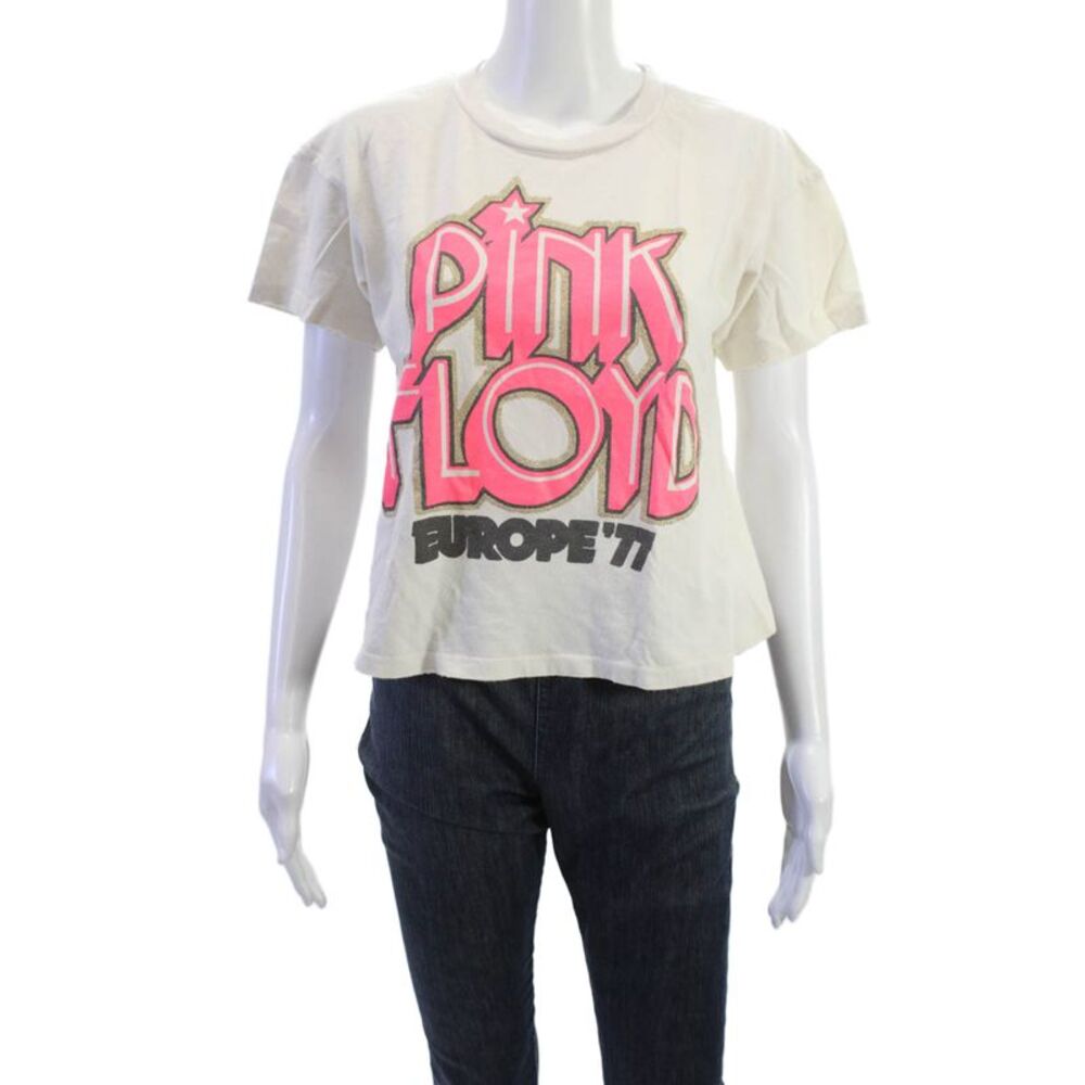 Madeworn Womens Cropped 70s Graphic White T-Shirt Short Sleeve Size M